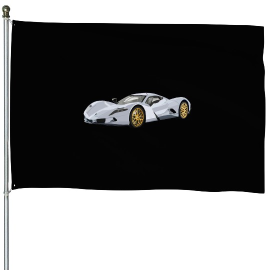 Silver car House Flags