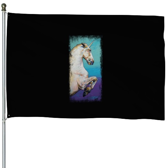 White Unicorn Design House Flags
