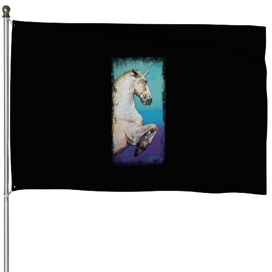 White Unicorn Design House Flags