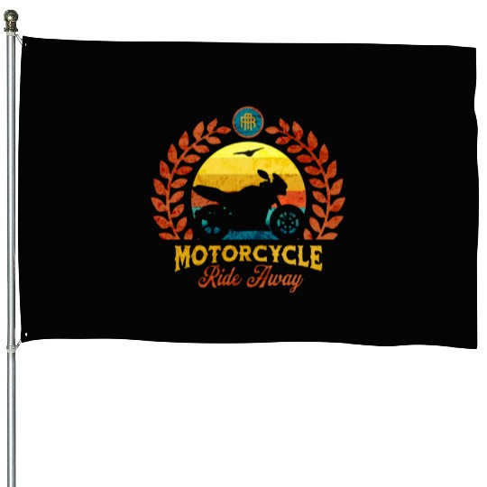 Motorcycle Ride Away House Flags