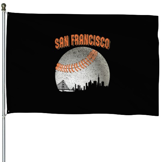 San Francisco Vintage Skyline Baseball For Gameday House Flags