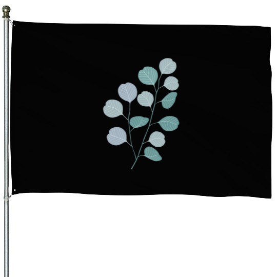 Eucalyptus evergreen design - natural plant leaves House Flags