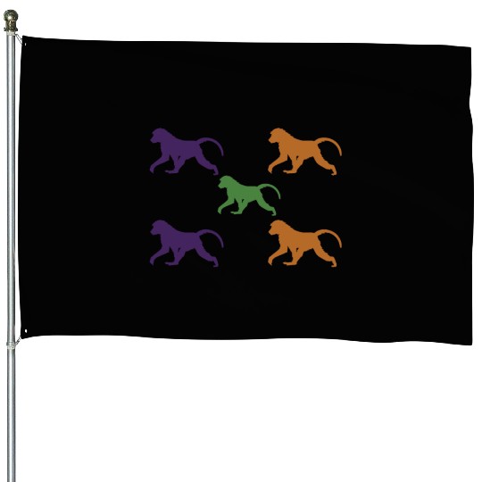 5 Baboons Monkey House Flags