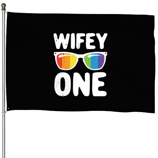 Wife One Funny Lgbt Lesbian Couple LGBT Pride Gay House Flags