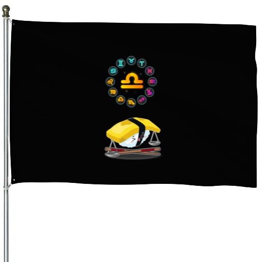 Japanese Sushi Funny Libra Zodiac Sushi Lover Pun House Flags