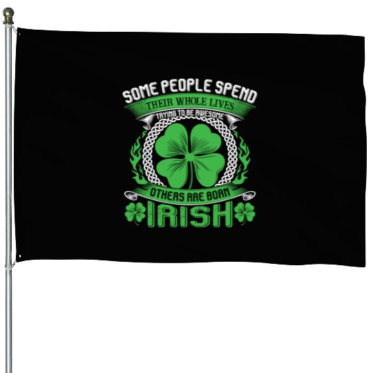 Born Irish Shamrock Lucky Clover Ireland Holiday House Flags
