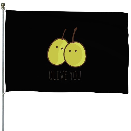 I Love You (Olive You) cute House Flags