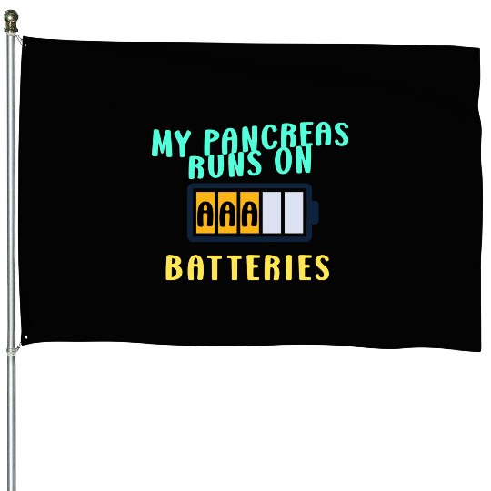 My Pancreas Runs On AAA Batteries Funny Diabetics House Flags