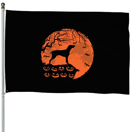German Shorthaired Pointer And Moon Halloween House Flags