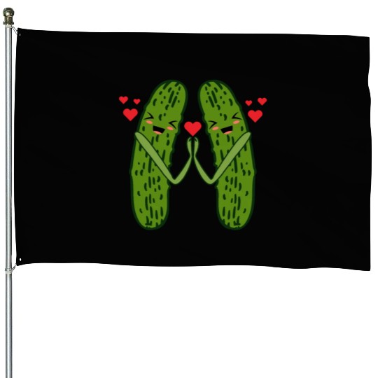 Sweet Couple Pickle House Flags