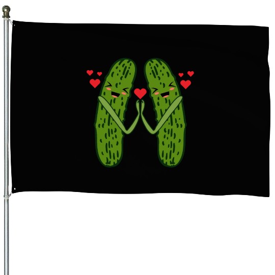 Sweet Couple Pickle House Flags