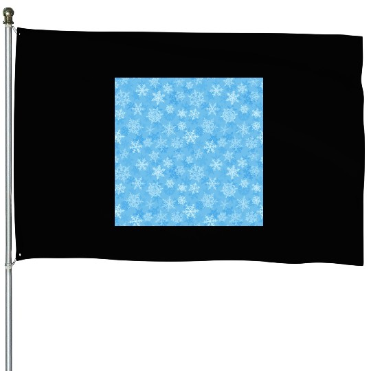 Pretty Light Blue Snowflakes Pattern House Flags