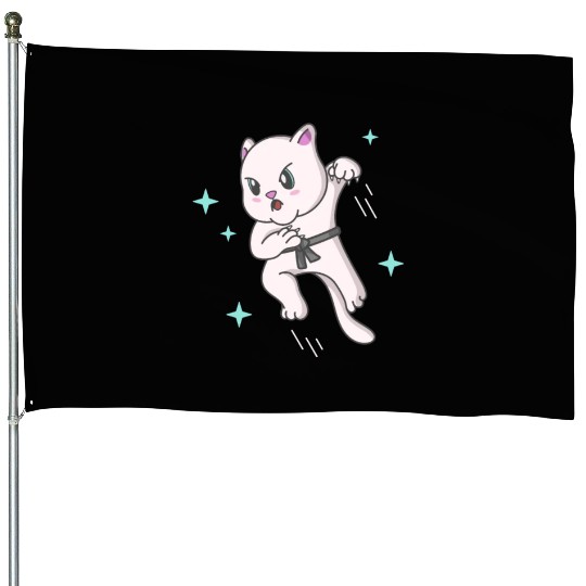 Kawaii Cat Ninja Kitten Fighter Karate House Flags
