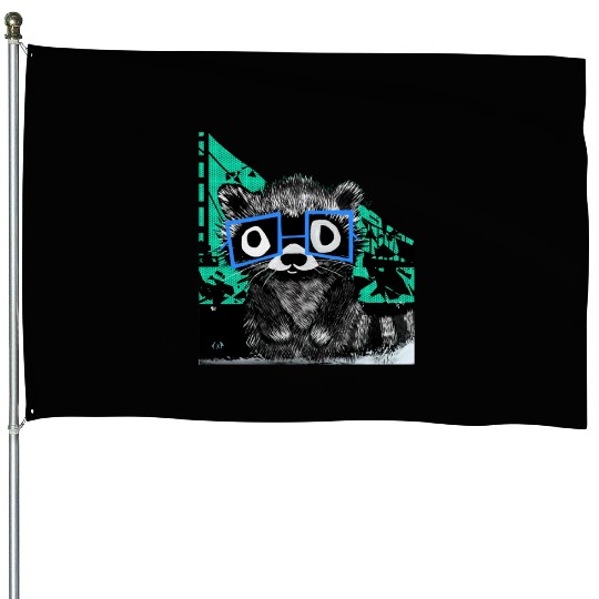 Raccoon #3 Mary Jane Bookworm House Flags