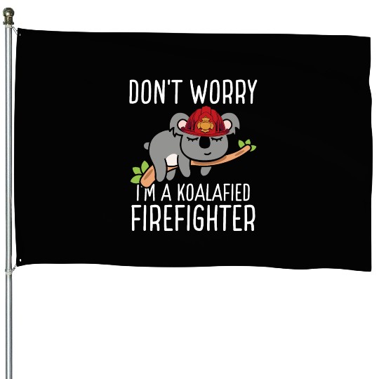 Firefighter Fire Hose Koala Rescueer Firefighter House Flags