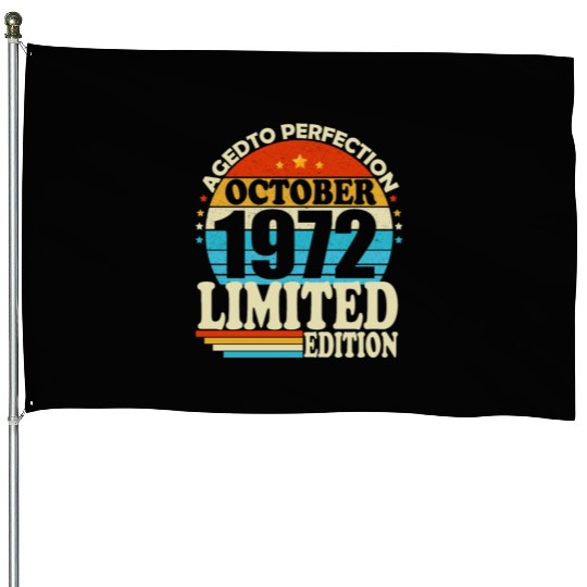 October 1972 Vintage Retro Birthday Gift House Flags