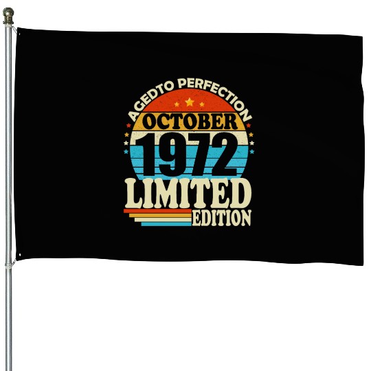 October 1972 Vintage Retro Birthday Gift House Flags