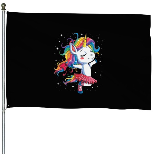 Unicorn Ballet Dancer House Flags