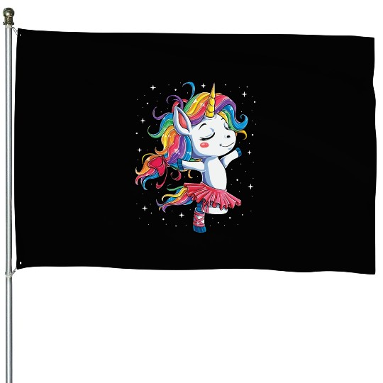 Unicorn Ballet Dancer House Flags