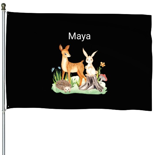 Animal deer rabbit hedgehog Maya House Flags