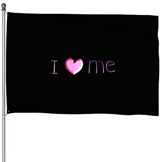 i love me lettering pink House Flags