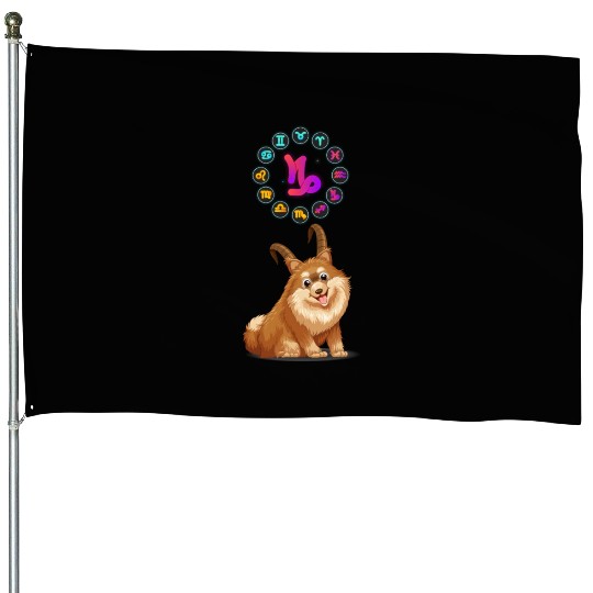 Funny Dog Lover Horoscope Capricorn Zodiac Sign House Flags