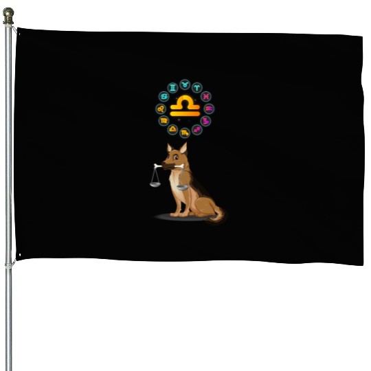 Funny Dog Lover Horoscope Libra Zodiac Sign Cool House Flags