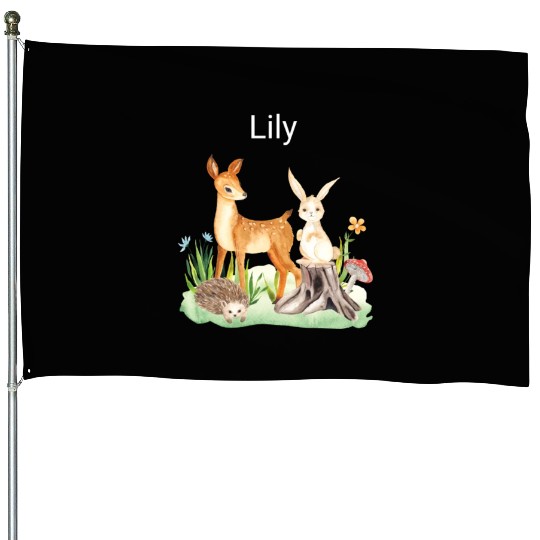Animal deer rabbit hedgehog Lily House Flags