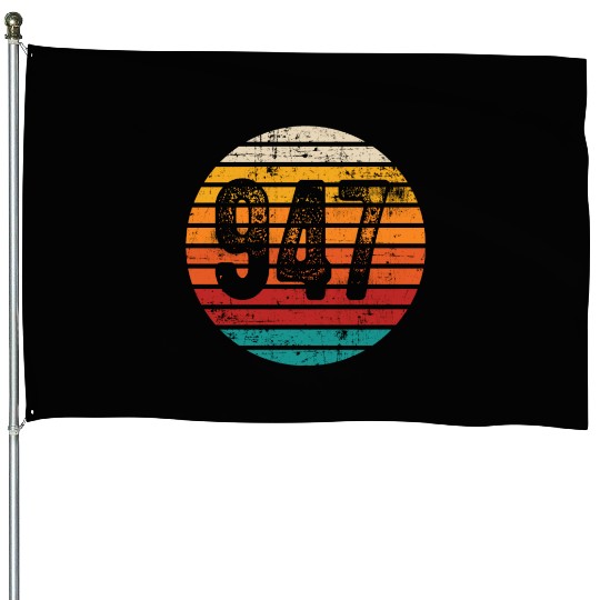 Distressed Vintage Sunset 947 Area Code House Flags