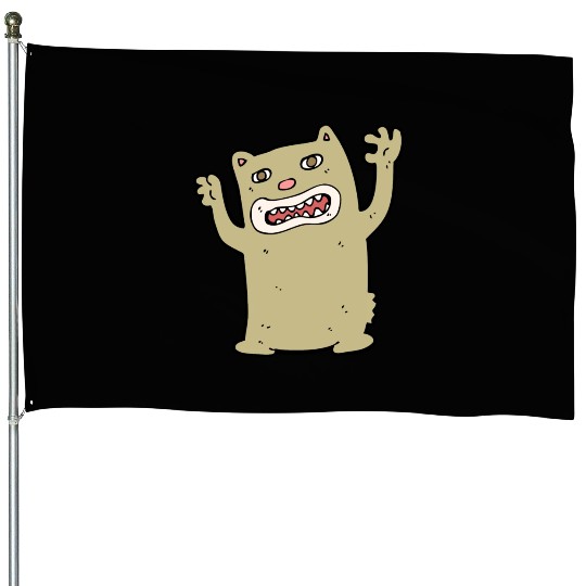 funny catzilla, cat lover House Flags