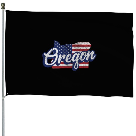 US Flag Oregon Map Design for proud Oregonians House Flags