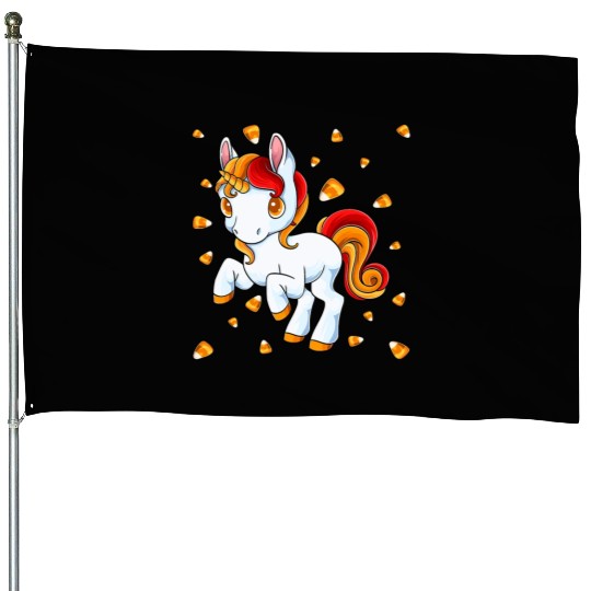 Halloween Unicorn Pony Candy Corn Halloween House Flags
