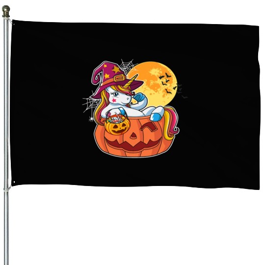 Halloween Unicorn Pony Trick Or Treat Halloween House Flags