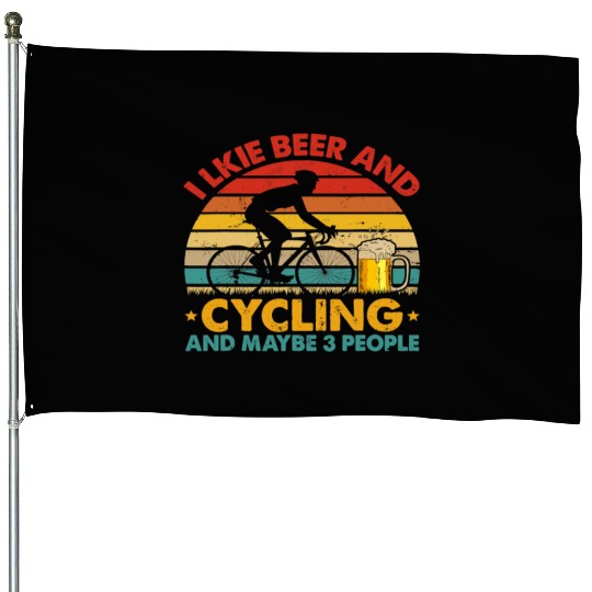 Halloween Vintage Retro I Like Beer And Cycling House Flags