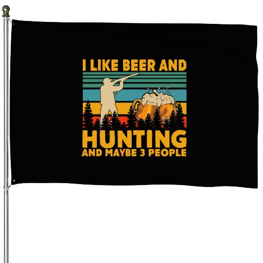 Halloween Vintage Retro I Like Beer And Hunting House Flags