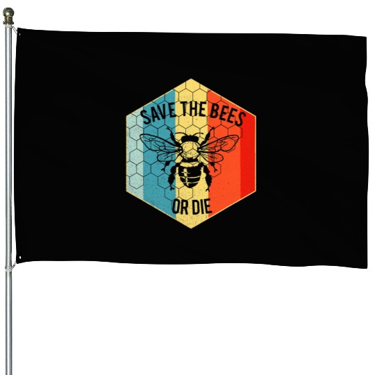 Save the Bees or Die House Flags Retro Beekeeper House Flags