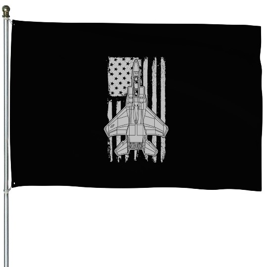 F-15 Eagle Fighter Jet Airplane American Flag F15 House Flags