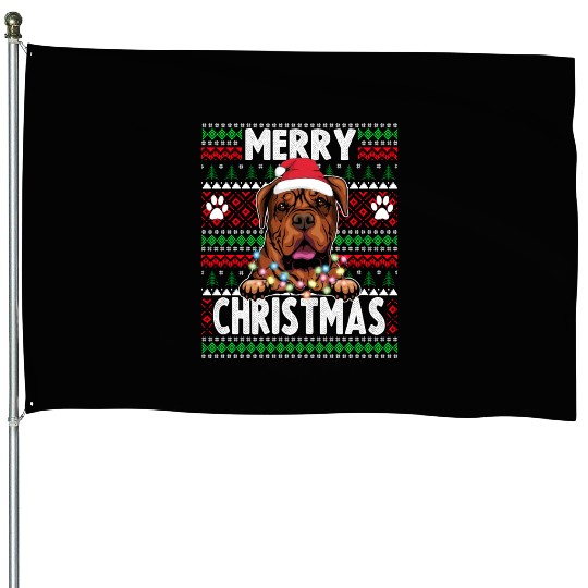 Bordeaux Great Dane Christmas Lights Dog Lovers Xm House Flags
