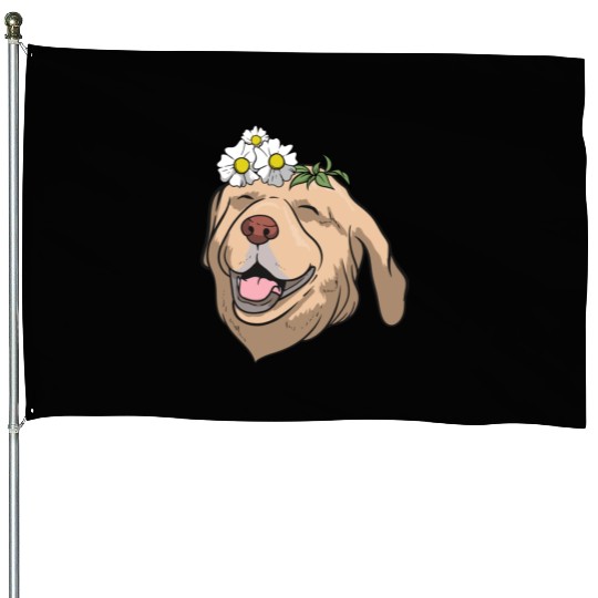Dog Labrador Flower House Flags