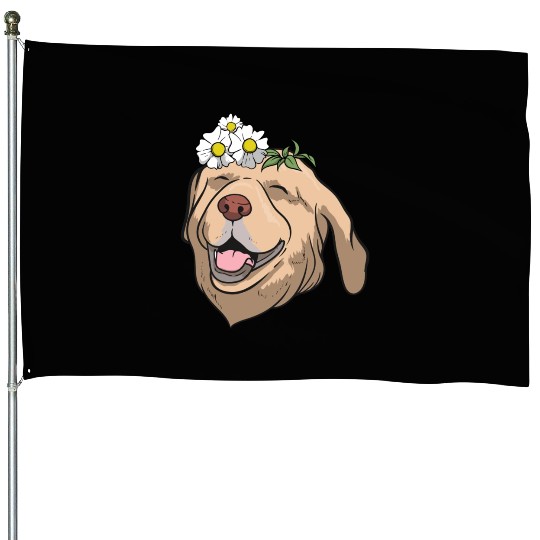 Dog Labrador Flower House Flags