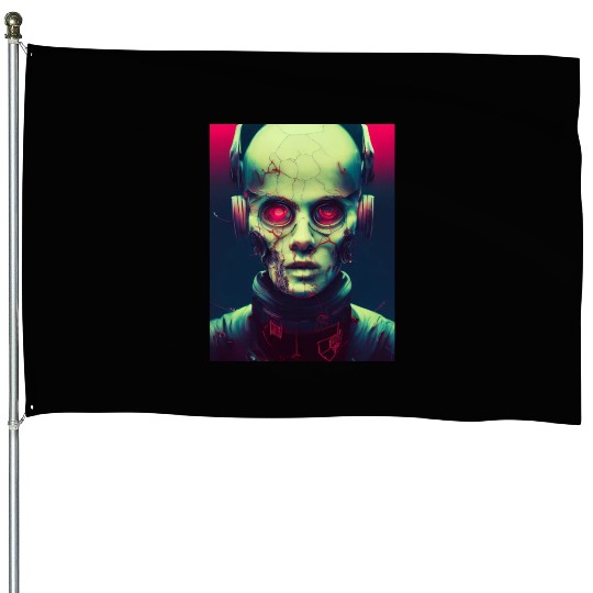 Zombie Cyberpunk House Flags