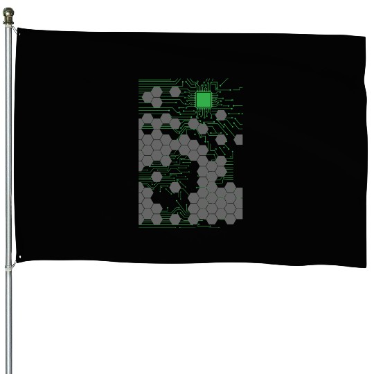 Computer Science Circuit Board House Flags