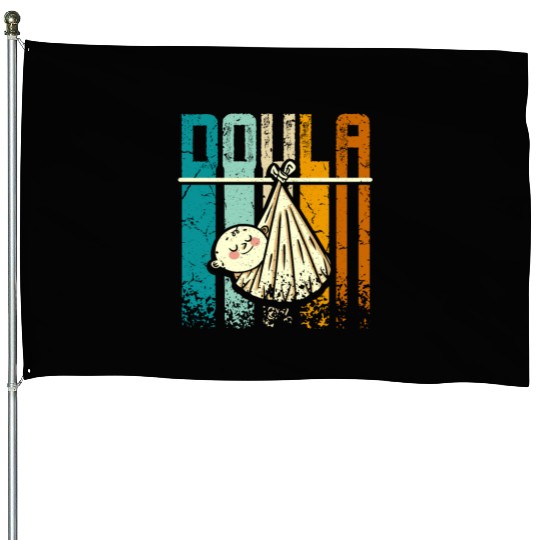 Retro Vintage Doula House Flags