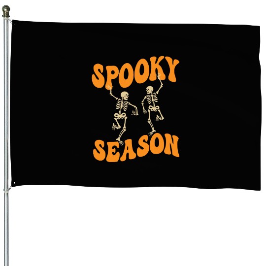 Cute Spooky Season Dancing Skeletons Halloween House Flags