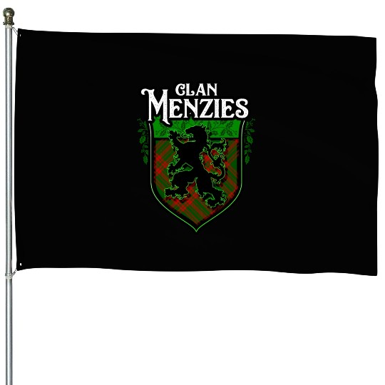 Clan Menzies Scottish Tartan Rampant Lion Celtic House Flags