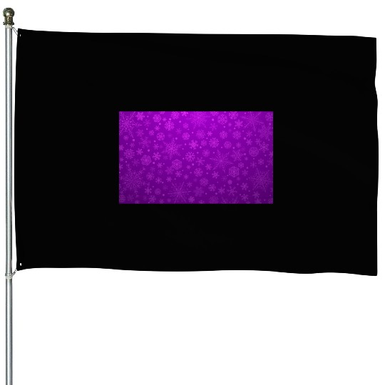 Purple Snowflakes Aesthetic Pattern House Flags