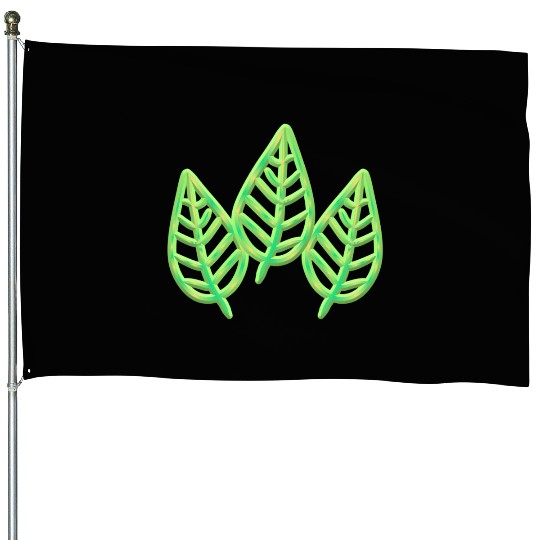 three leaves leaf icon nature green House Flags