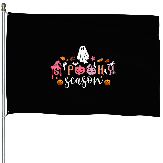 Funny Halloween Retro Spooky Season House Flags