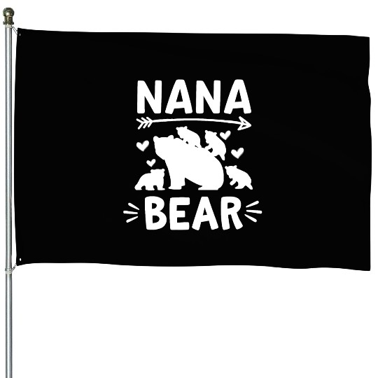 Nana Bear 4 Cubs Cute Grandparents Day Gift 4 Gran House Flags