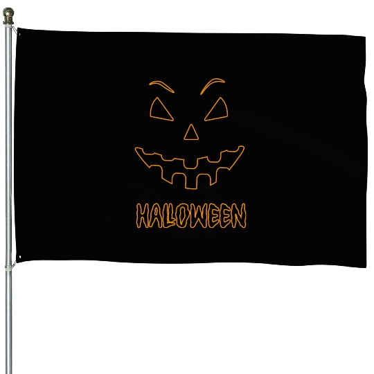halloween scary evil pumpkin funny pumpkin head House Flags